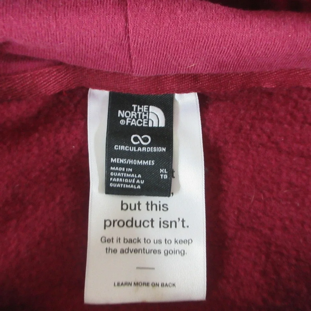 The North Face Hoodie Mens XL Red Fleece Pullover Kangaroo Pocket Sweatshirt